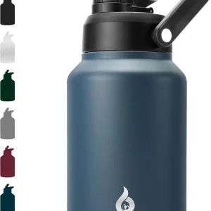 Half Gallon Insulated Water Bottle - 64oz Wide Mouth Stainless Steel Water Jug
