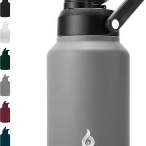 Half Gallon Insulated Water Bottle - 64oz Wide Mouth Stainless Steel Water Jug