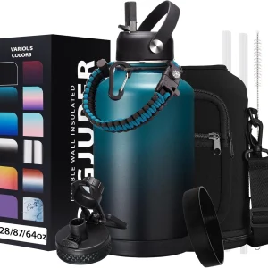 Half-gallon Insulated Water-Bottle W/ Straw Stainless Steel Thermo Jug W/ Spout