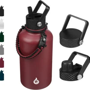 64Oz Insulated Water Bottle, Half Gallon Water Jug with Straw Lid |