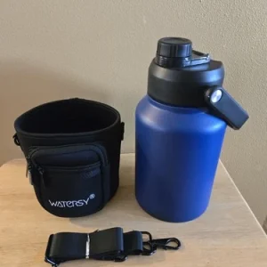 Half Gallon Insulated Water Bottle - 64oz Leak Proof Stainless Steel Water Jug